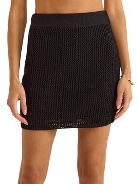 Z SUPPLY Carlita Black Crochet Mini Skirt Open Knit Lined Size Small